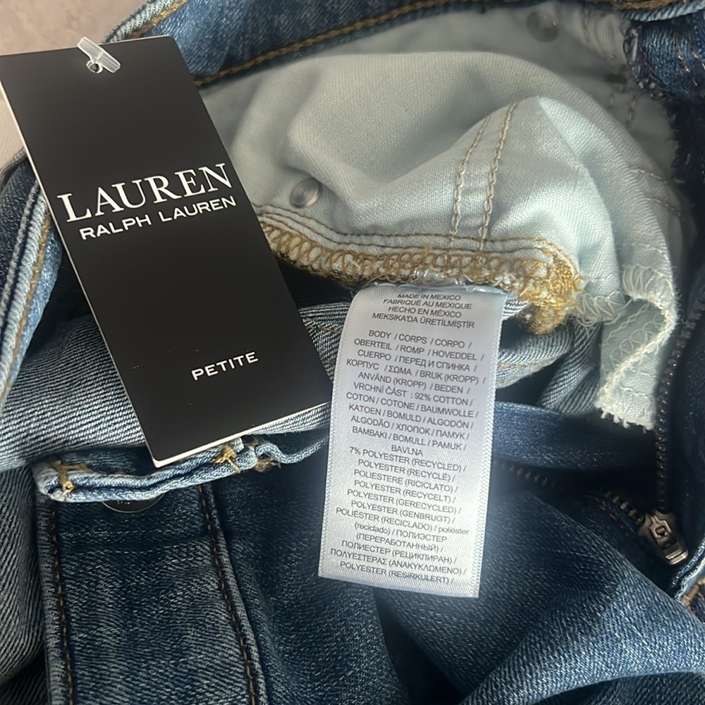 Ralph Lauren Blue Straight Leg Jeans Mid-Rise Size 14P x 29 - Picture 9 of 11